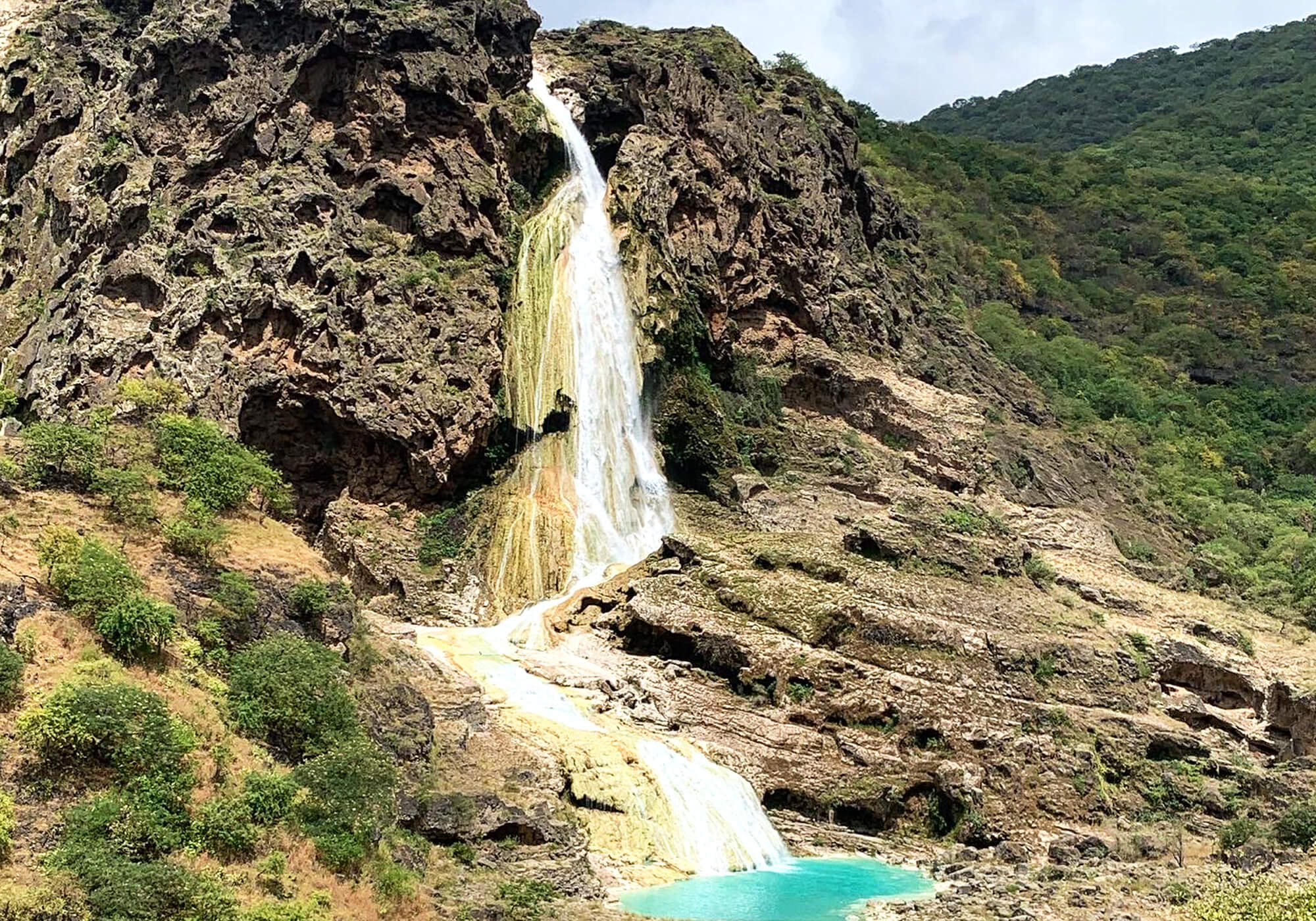Wadi Dharbat Travertine Cutrain Waterfall, Salalah