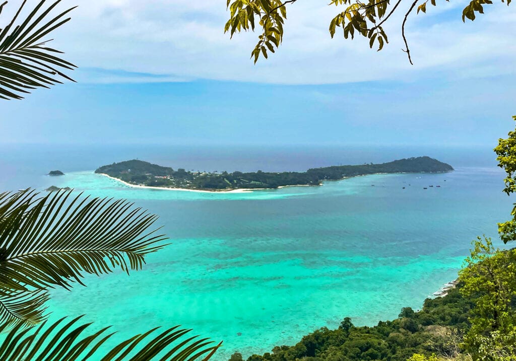 Looking through the tropical trees out to Koh Lipe, Viewpoint 3