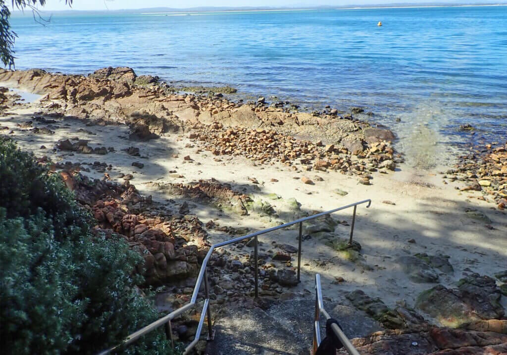 Snorkeling the magical Fly Point, Nelson Bay, Port Stephens 33 Stairs down to rocky beach and snorkel spot